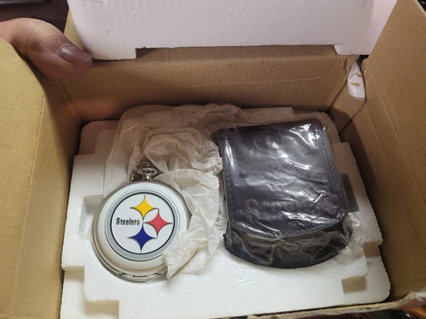 Pittsburgh Steelers Danbury mint Rare White version Pocket watch w/box READ Cover