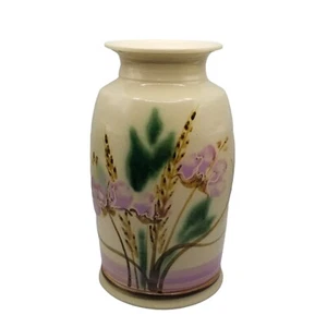 Clay Works Pottery Vase Floral Decorative Heavy Duty Purple Flowers Iris Decor - Picture 1 of 13