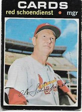 1971 Topps Traded #239 Red Schoendienst card, St. Louis Cardinals HOF