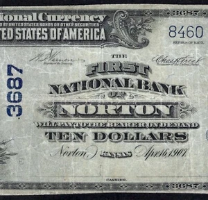 🇺🇸 KS 1902 $10 ♚♚NORTON, KANSAS♚♚ PCGS VF 20 VERY RARE!!! - Picture 1 of 3