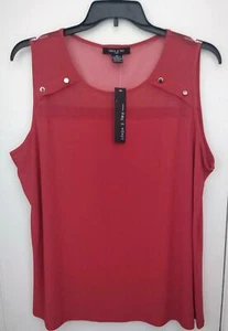 Adele & May roter ärmelloser Pullover Damen plus 2x rote Bluse, silberne Knöpfe - Bild 1 von 2