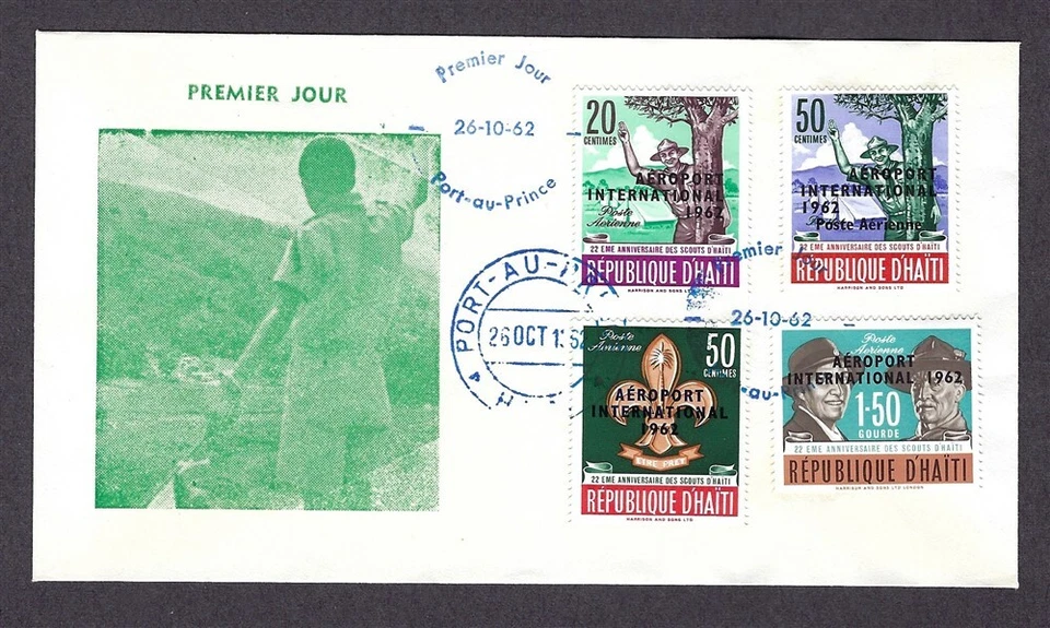 1962 Haiti airport ovpt Boy Scouts FDC - Image 1 of 1