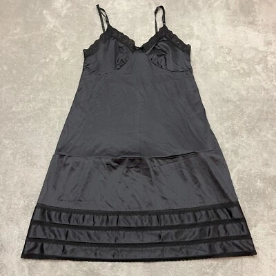 Vtg NYLON PINCH PLEAT CHANTILLY WIDE LACE FRILLY DRESS NIGHTGOWN FULL SLIP 40 - Image 1 of 4