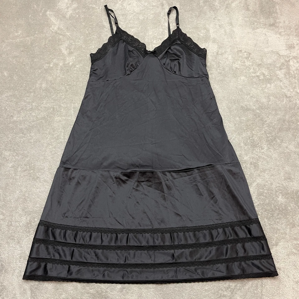 DE COLECCIÓN VESTIDO CAMISÓN NYLON PELLIZCO PLISADO CHANTILLY ANCHO ENCAJE VOLANTES SLIP COMPLETO 40 Foto 1 de 4