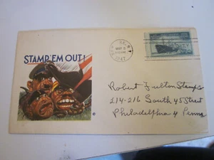 WWI1 US 1947 NEW YORK NY PATRIOTIC MINKUS CACHET STAMP'EM OUT - Bild 1 von 4