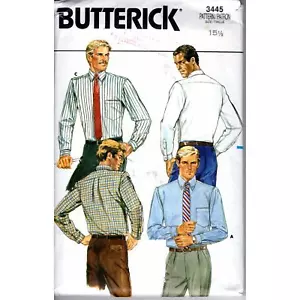 Butterick 3445 Sewing Pattern Sz 40 1980s Men's Front-Button Shirt - G - Picture 1 of 2