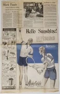 Vintage 1979 Jantzen Tennis Sportswear Original Newspaper Print Ad + Mark Twain - Picture 1 of 5