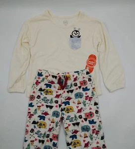 Wonder Nation Unisex 2 Piece Manilla Pajama Set Size XS 4-5 Penguin Outdoors New - Picture 1 of 5