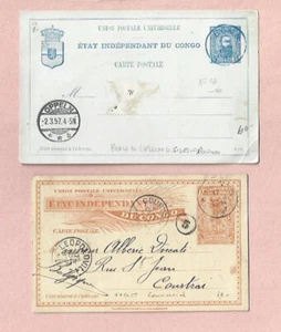BELGIAN CONGO 2 EARLY STATIONERY USED P/CARDS 1897 & 1907 - Picture 1 of 2