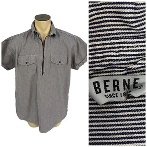 Camisa Berna Para Hombres 1X Rayas de Nogal 1/4 Cremallera Pullover Leñador Construcción Ferrocarril - Imagen 1 de 11