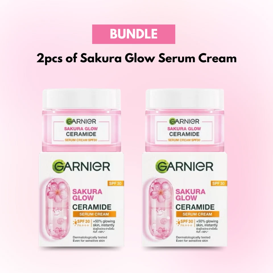 6 X 50g Garnier Sakura White Pinkish Radiance Day Cream Serum SPF 30 Sensitive