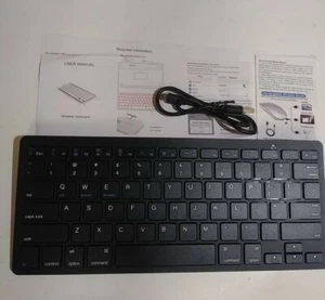 WIRELESS SLIM Black KEYBOARD - Bluetooth BKC001..NEW...MAC/ANDROID/WINDOWS - Picture 1 of 8