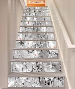 3D White Petal 293 Stair Risers Decoration Photo Mural Vinyl Decal Wallpaper - Picture 1 of 5