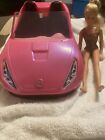 Barbie In Swimsuit Driving Pink Convertible Going To The Real World Waving RARE