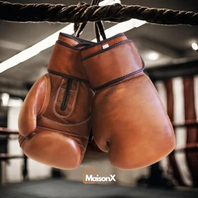 Vintage Leder Boxhandschuhe | Retro Style Classic Trainingsausrüstung für Boxer - Bild 1 von 4