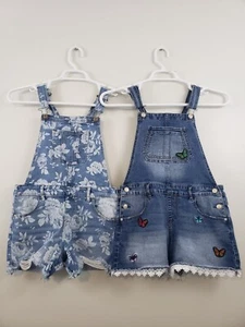 (F5) Y2K Jordache Overalls Girls Size XXL (18) Romper Blue Denim Distressed Lot - Picture 1 of 9