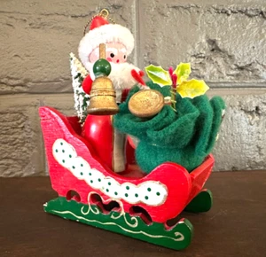 De Colección Trineo de Papá Noel Musical Adorno de Navidad Años 70 80 Jingle Bells Grande Retro - Imagen 1 de 11