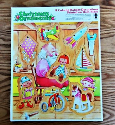 Rainbow Works 8 piece Christmas Tray Puzzle and Holiday Ornaments 1980 unique - Image 1 of 4