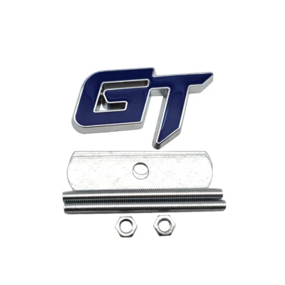 Metal Grill Silver & Blue GT Car Emblem Mount Front Grille SUV Sport Auto Badge - Imagem 1 de 4