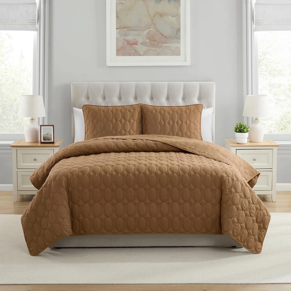 -被子套装,柔软 3 件 Pinsonic 圆床上用品套装带匹配 Shams,Id... — 第 1/4 张图片