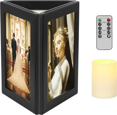 5x7 Picture Frame w/ Flameless Candles – LED Photo Frame w/ Remote - Image 1 of 4