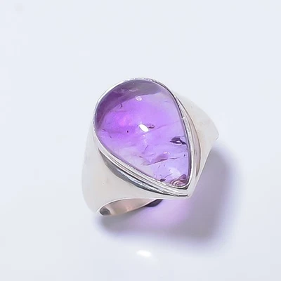 Amatista - Mashamba Anillo solitario de plata de ley 925 hecho a mano s.9.5 R7707-15 Foto 1 de 4