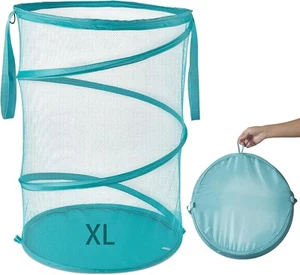 Mesh Popup Laundry Hamper 115L Collapsible 18 x 26 inches (Dia.*H), Turquoise - Picture 1 of 7