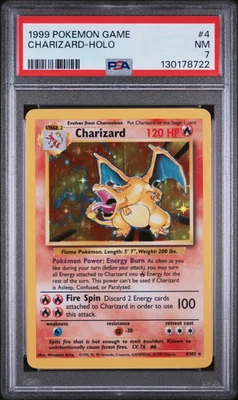 1999 年 Pokemon Game Charizard #4 基础套装 PSA 7 HOLO — 第 1/2 张图片