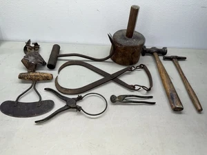 Lot Of Antique Hand Tools. Straw Hammer, - Picture 1 of 10