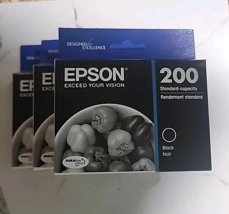 3x Genuine Epson 200 Black Ink Plus yellow Cartridges Exp 6/2026 - Image 1 of 1