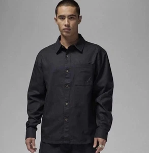 Air Jordan Essentials Button Down Shirt Mens Size M Black Long Sleeve FV7446 010 - Picture 1 of 6