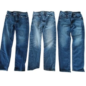 American Eagle Woman's 26x28 Stretch Lot Of 3 Blue Skinny Jeans Rivets 5 Pocket - Picture 1 of 11