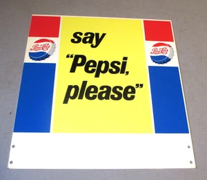 1959- PEPSI PLEASE-STORE DISPLAY SIGN- DOUBLE SIDED NOS- ORG BOX- NEVER USED-17" - Picture 1 of 22