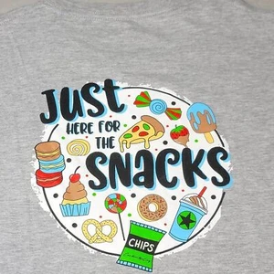 Cardin McCoy gray tshirt(Size L)'Just Here For the Snacks' graphic, chest pocket - Picture 1 of 8