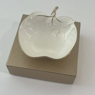 Tigela de maçã Mikasa marfim osso porcelana aparada em ouro 24K feita no Japão B2001 com caixa - Imagem 1 de 4