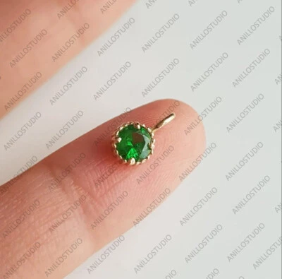 3, 4, 5, 6mm Tsavorite Beaded Set Charm for Pendant, Necklace, Hoop 14k Gold - Image 1 of 4