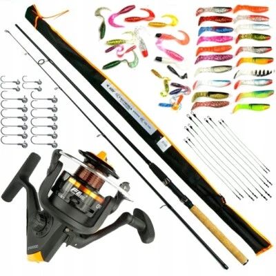 ANGELSET SPINNING-SET jaxon Rute 2,7m Rolle 66 Angelköder Z46