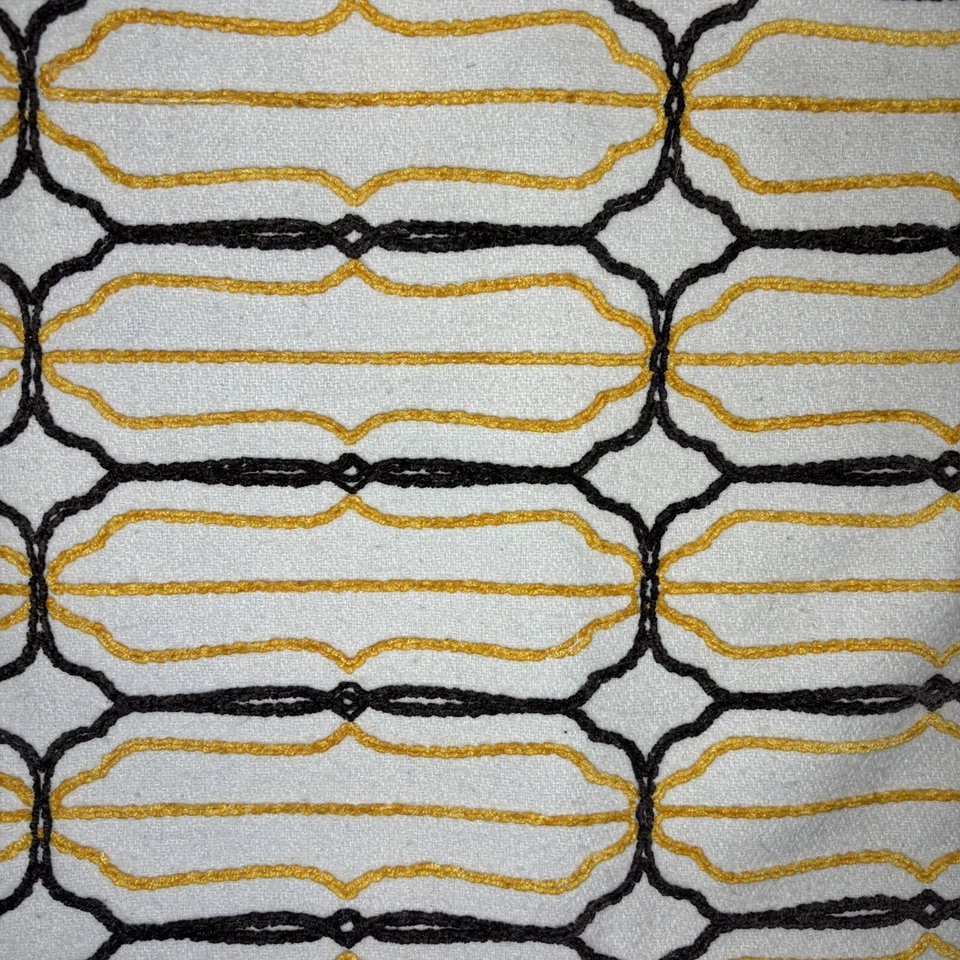 Crate & Barrel Genevieve Bennett Pillow Cover 24"x16"  Set/2 Brown Gold Cream - Image 1 of 4