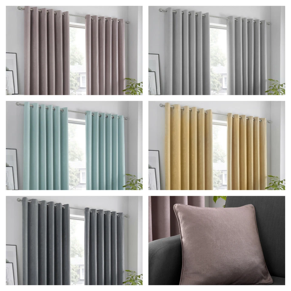 Fusion Semi-Plain Woven Dim-Out Lined Eyelet Curtains OR Cushions - 5 x Colours - Image 1 of 1