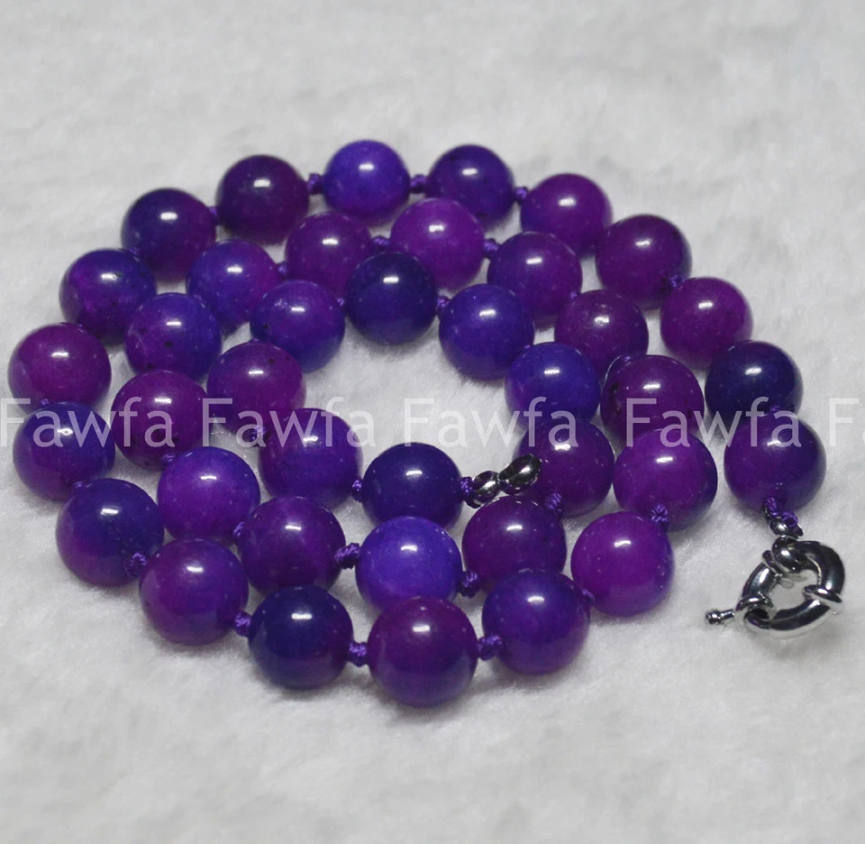Collar de cuentas de piedras preciosas redondas Sugilita púrpura natural 8/10/12 mm África 16-48" AA Foto 1 de 4