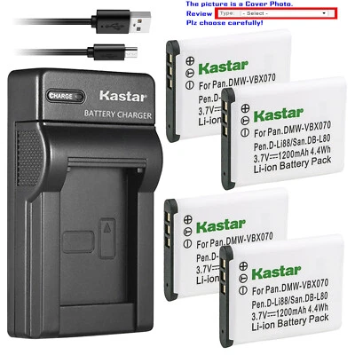 Kastar Battery Slim Charger for Sanyo DB-L80 & VPC-CA102YL VPC-CG10 VPC-CG100