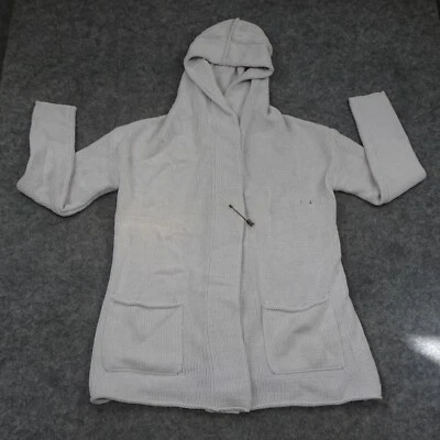 Suéter Blanco + Warren Para Mujer Pequeño Con Capucha Rosa Tejido Cierre Prendedor Calce Relajado Foto 1 de 4