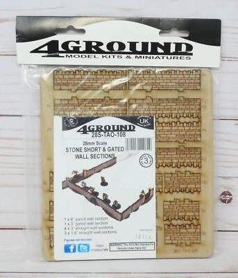 4Ground Terrain and Obstacles 28S-TAO-108 Stone Short & Gated Wall Sections 28mm - Image 1 of 4