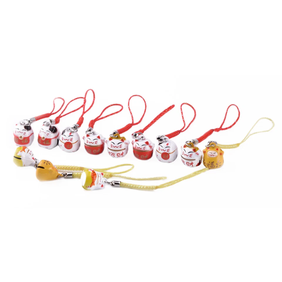 12stk Winkekatze Small Maneki Neko Schluesselanhaenger