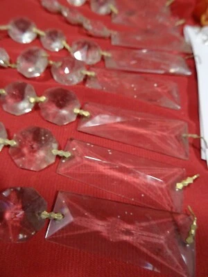 lot 9pampilles  lustre ancien verre bisauté  cristal 15cm long +mes plantes jard - Photo 1/4