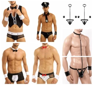 Männer Kellner Rollenspiel Kostüm Polizist Cosplay Kostüm Fliege Slip Outfis - Bild 1 von 46