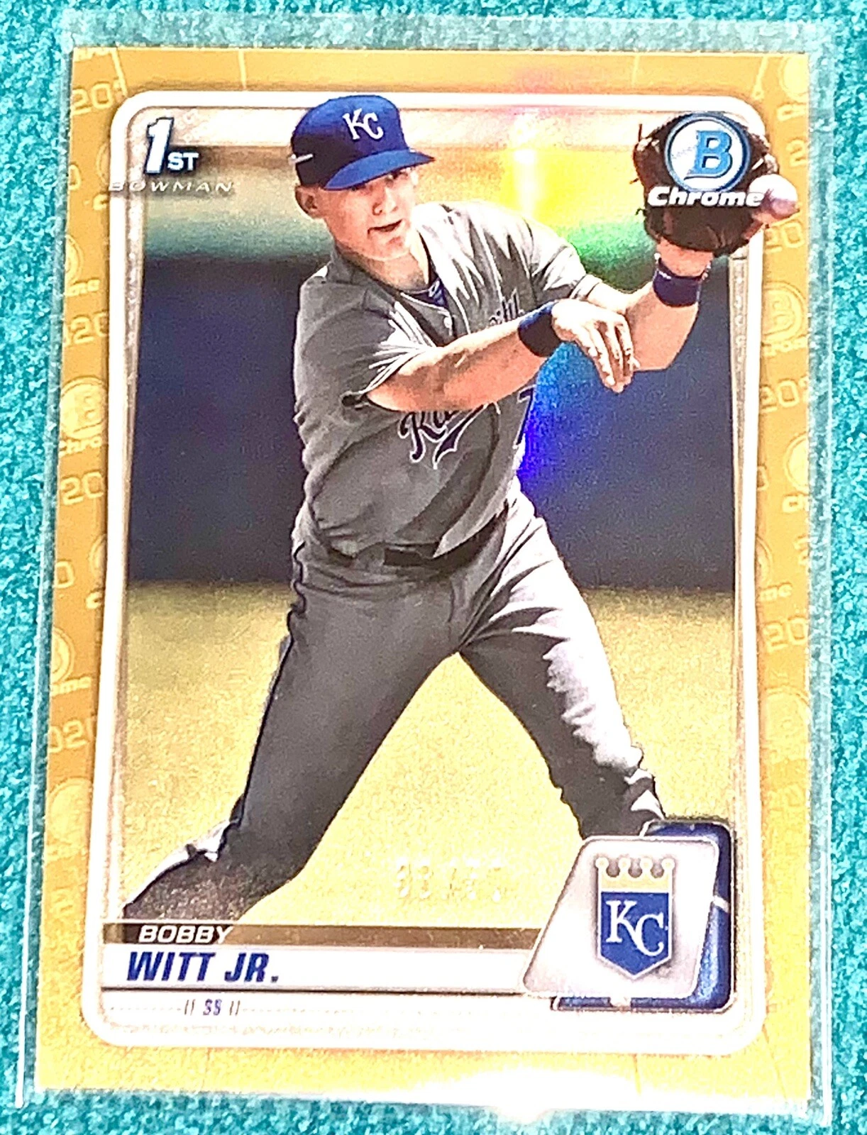 2020 Bowman Chrome Bobby Witt Jr Gold Refractor 1st Prospects Rookie /50 #BCP-25