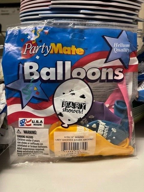 PartyMate Baby Shower Multicolor Pack of 6 12" Latex Balloons New!!! - Image 1 of 1