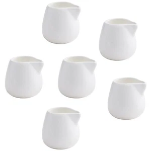 3 Oz 6pcs Mini Porcelain Creamer Small Ceramic Cream Pitcher Sauce Pitcher Sets  - Picture 1 of 6