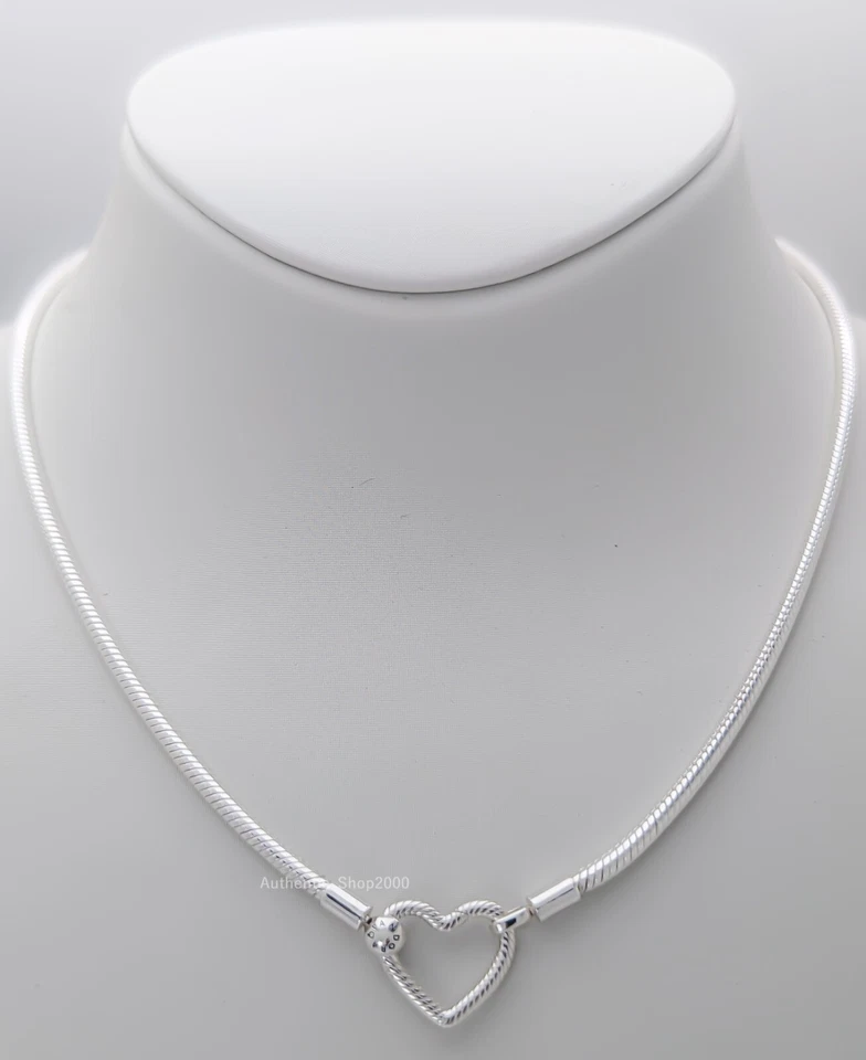 NUEVO 100% Auténtico PANDORA 925 Ale Cierre Corazón Serpiente Cadena Collar 393377C00 Foto 1 de 4